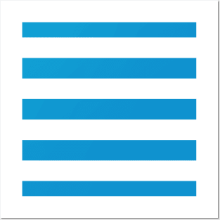 Cerulean Blue White Horizontal Stripes Posters and Art